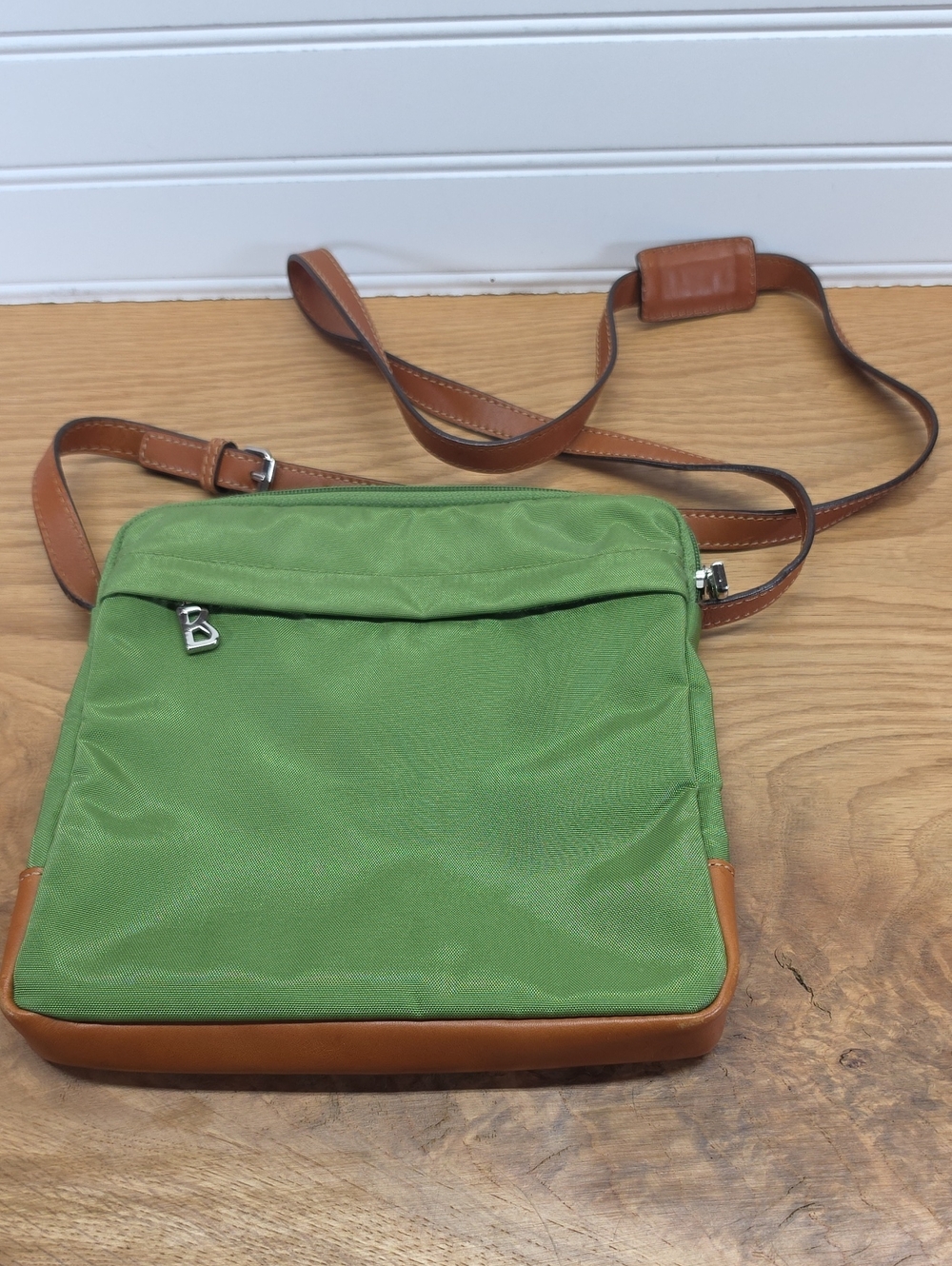 Bogner Crossbody Bag Green And Orange Leather Strap